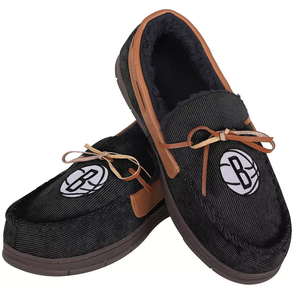 Men's FOCO Brooklyn Nets Corduroy Moccasin Slippers - Image 3