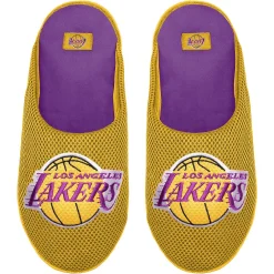 Men's FOCO Los Angeles Lakers Big Logo Colorblock Mesh Slippers