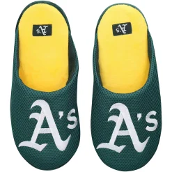 Men's FOCO Oakland Athletics Big Logo Colorblock Mesh Slippers