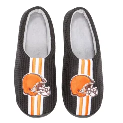 Men's FOCO Black Cleveland Browns Team Stripe Memory Foam Slide Slippers