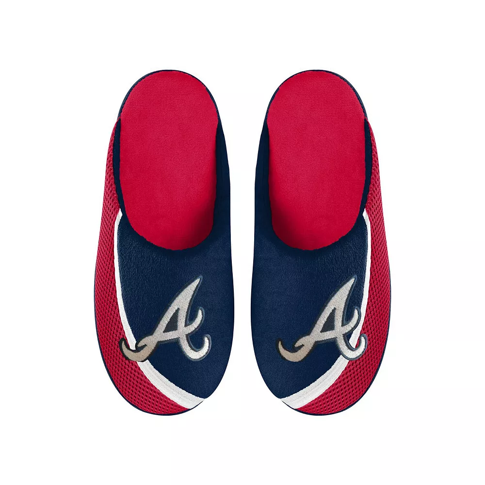 Men's FOCO Atlanta Braves Big Logo Color Edge Slippers